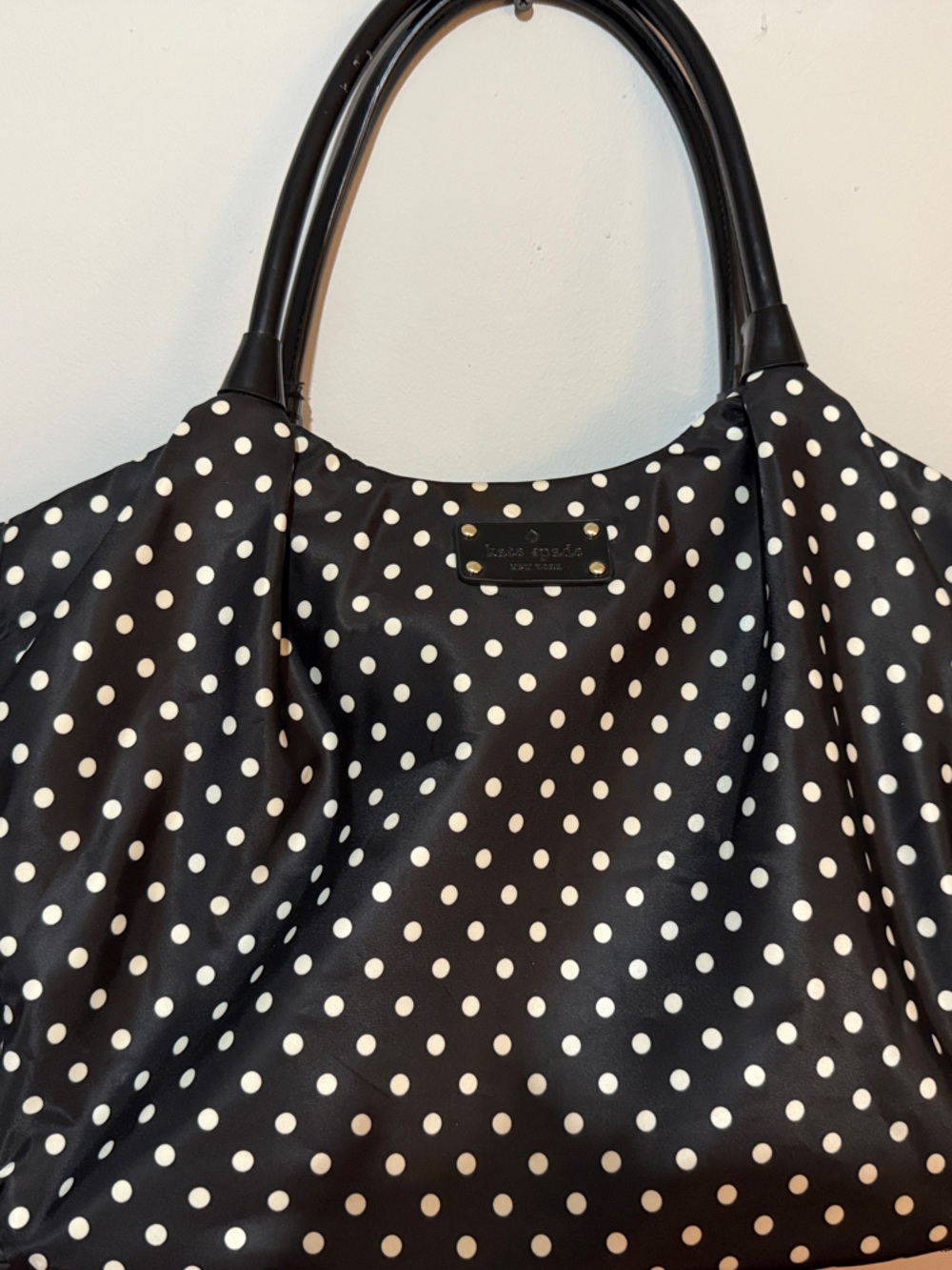 kate spade Stevie Black and White Polka Dot Nylon Diaper Bag Tote